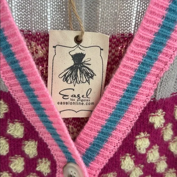 NWT Easel Anthropologie Multicolor Patchwork Cardigan - Picture 4 of 8